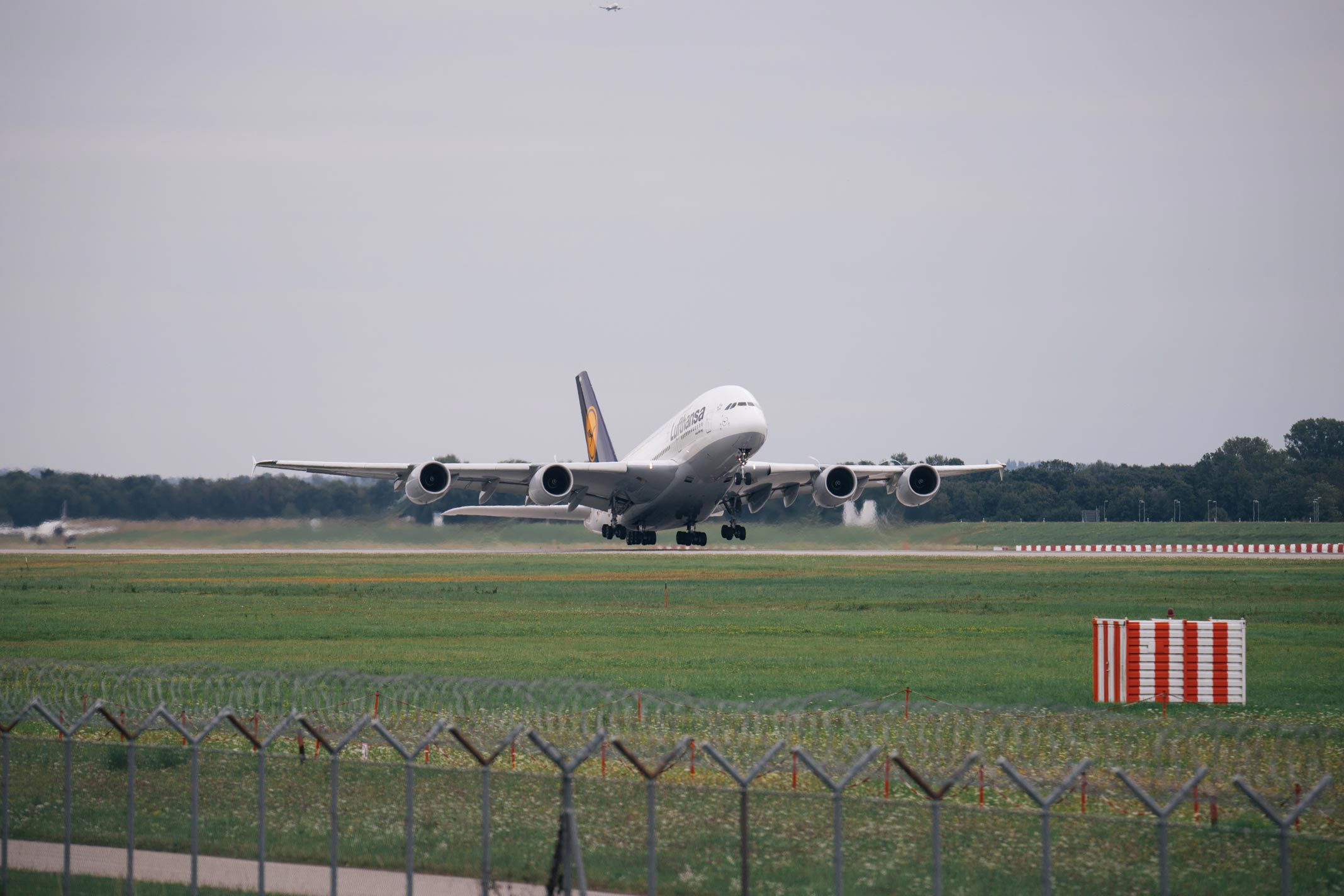 Lufthansa Airbus A380 on the runway at Munich Airport
