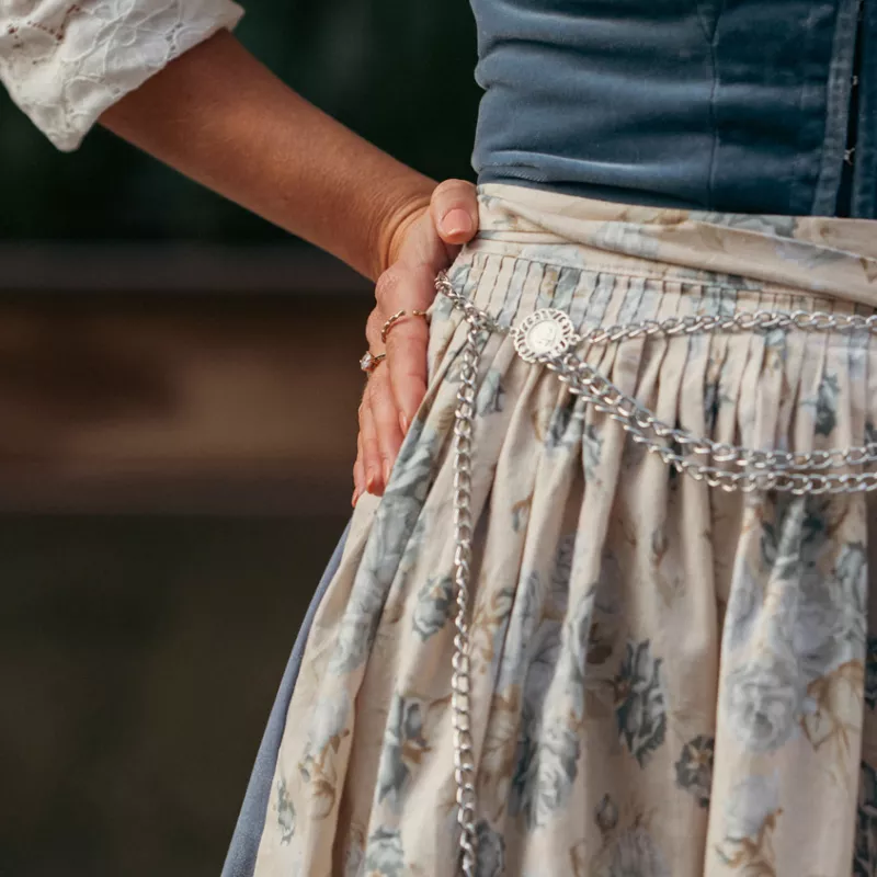Close-up of Helena wearing a traditional Dirndl